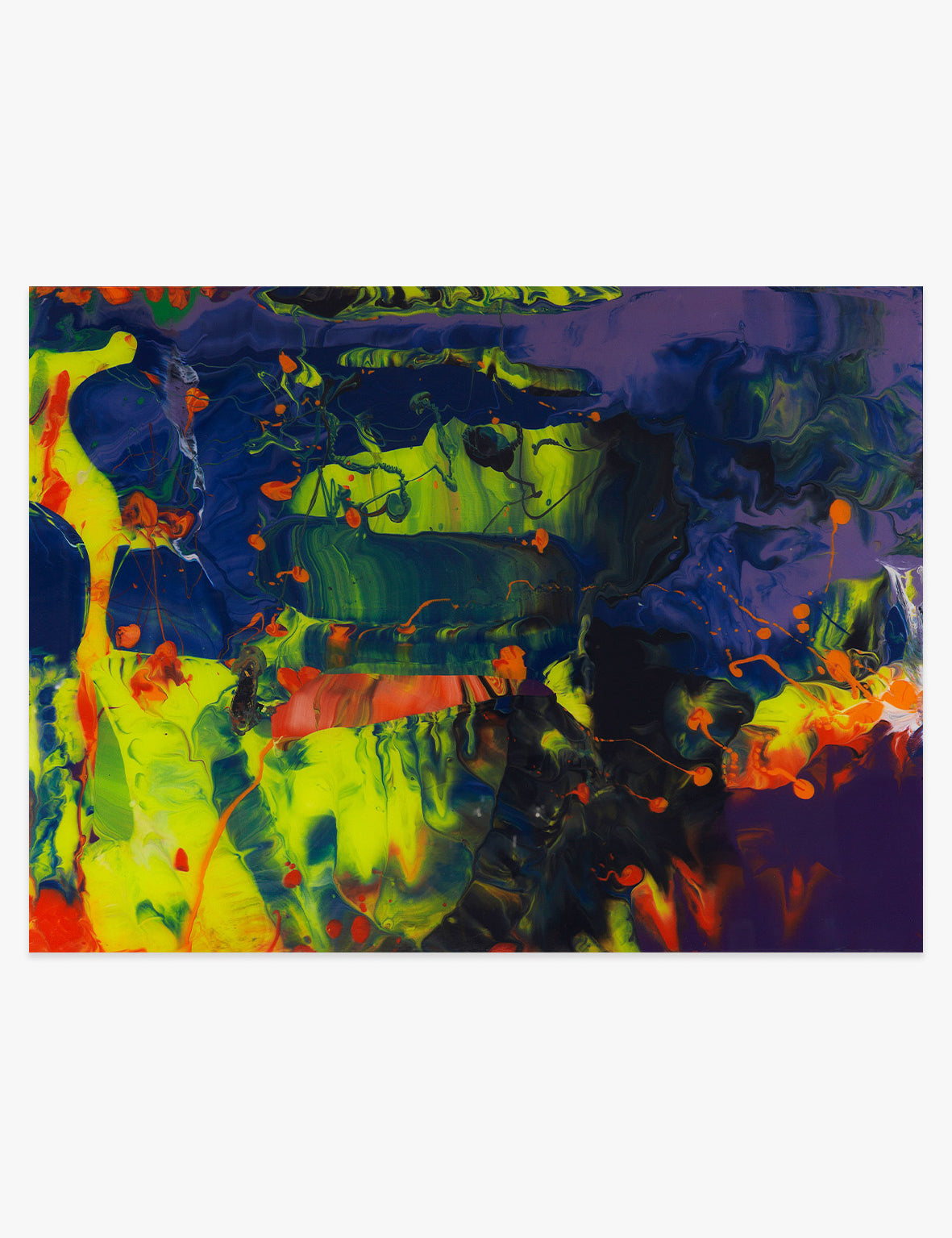 Kunstwerk „Aladin P11“ von Gerhard Richter – abstrakte Farbfelder in Blau, Gelb und Rot mit dynamischen Strukturen.