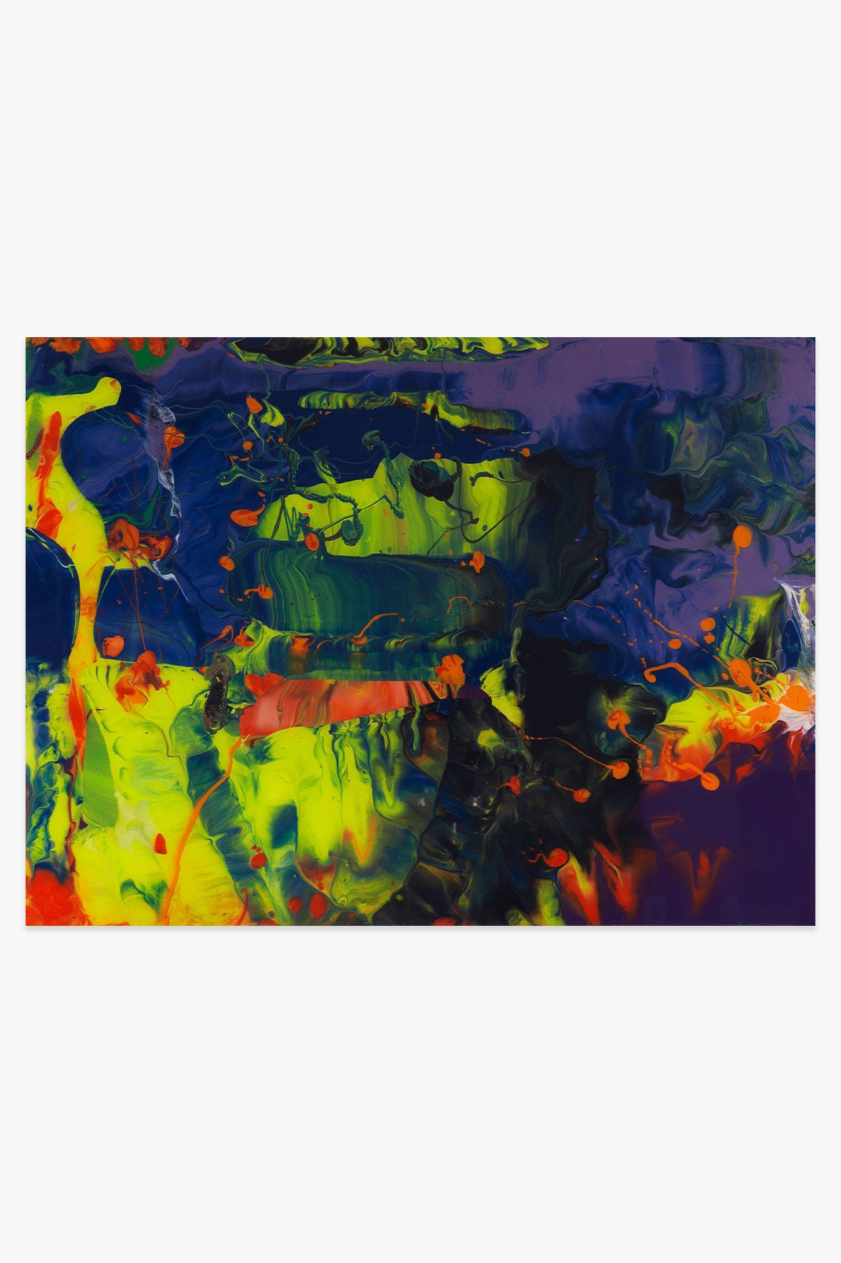 Kunstwerk „Aladin P11“ von Gerhard Richter – abstrakte Farbfelder in Blau, Gelb und Rot mit dynamischen Strukturen.