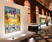 Ausstellung von Brixy in der Biblioteca Nazionale Marciana – großformatige abstrakte Gemälde in historischer Kulisse Venedigs.