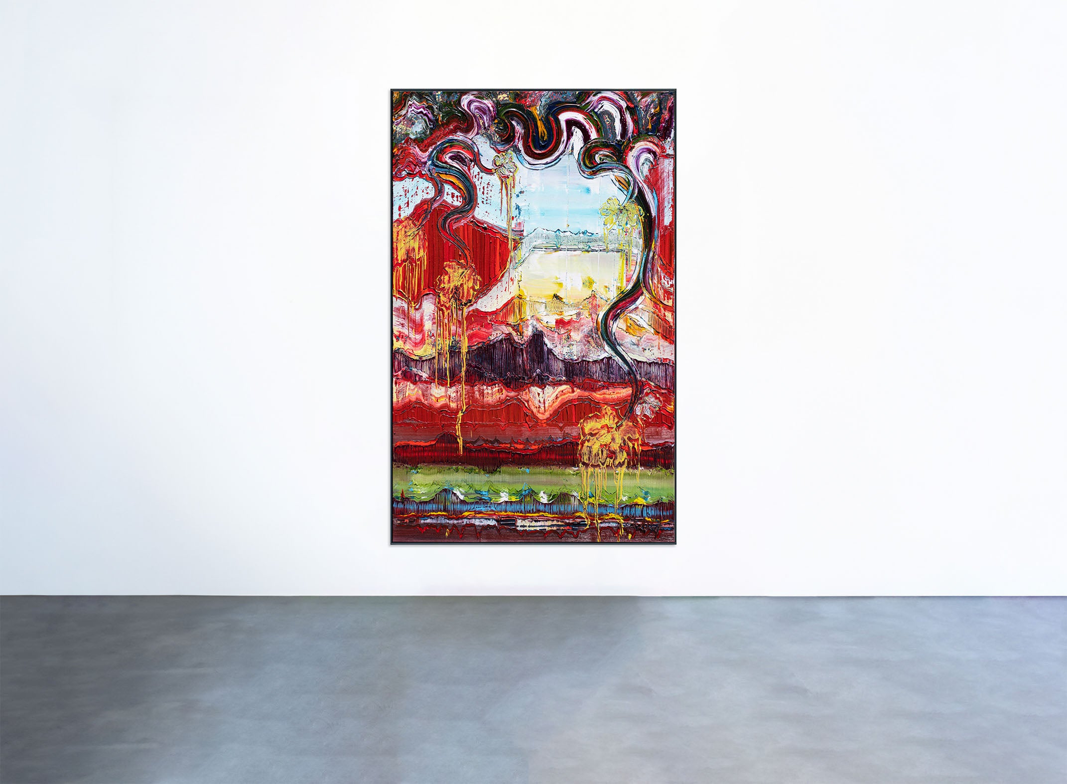Abstraktes Gemälde ‘Reflect’ von Brixy – farbintensive Komposition mit dynamischen Strukturen, ausgestellt in der Kunstgalerie Geuer & Geuer Art in Düsseldorf.