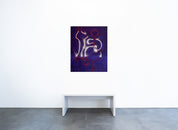 Kunstwerk ‘Study for Origins of Light #2’ von Gregory de la Haba in der Geuer & Geuer Art Galerie – leuchtende Linien auf Violett.