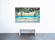 Kunstwerk „Horizon" aus dem Jahr 2018 von Dietmar Brixy in der Geuer & Geuer Art Galerie – lebendige Farbkomposition mit markanten Strukturen.