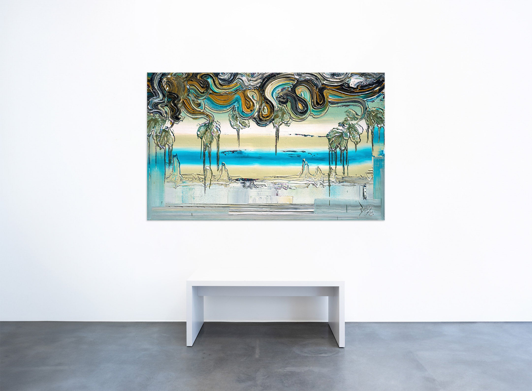 Kunstwerk „Horizon" aus dem Jahr 2018 von Dietmar Brixy in der Geuer & Geuer Art Galerie – lebendige Farbkomposition mit markanten Strukturen.