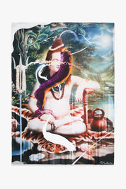 Kunstwerk Shiva von Julian Schnabel – sitzende Figur mit violetten und weißen Pinselstrichen.