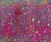 Detailaufnahme des Kunstwerks „Kynance Cove“ von Damien Hirst – pinke und bunte Farbflecken in verschiedenen Formen.