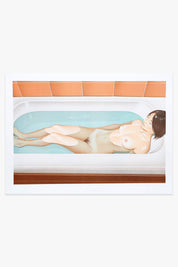 Kunstwerk 'Bonnard’s Bath' von Mel Ramos – nackte Frau mit dunklem Haar in Badewanne mit türkisfarbenem Wasser.